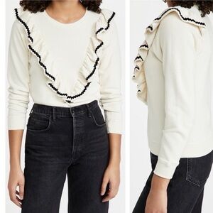 Ruffle Sweatshirt Washed White Cream Top
